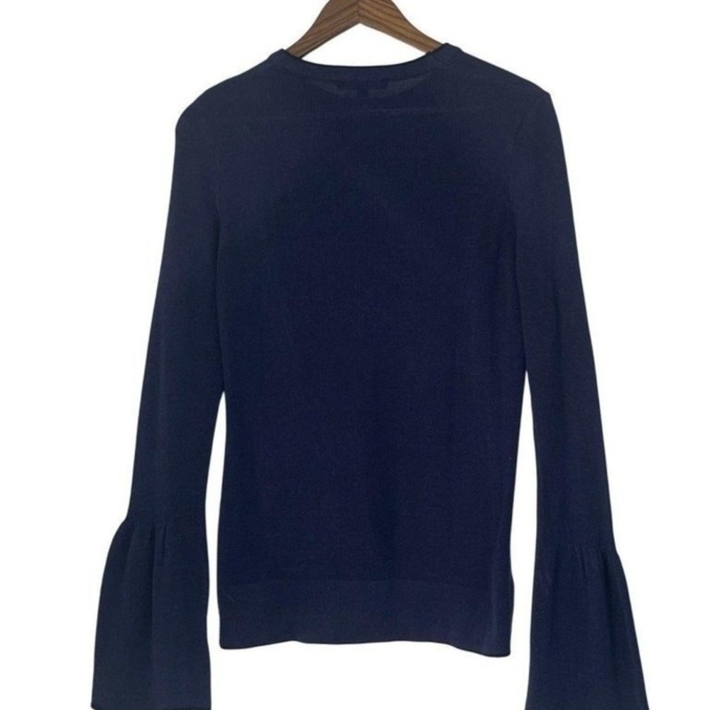 Flowy Knit B Sweater Navy Blue M Womens Boho Pullover Bell William Sleeve‎